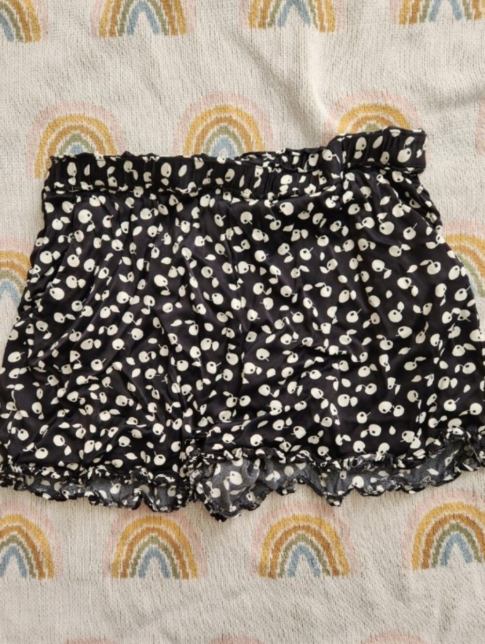 Anthropologie Maeve Black and White Cherry-Print Shorts Large